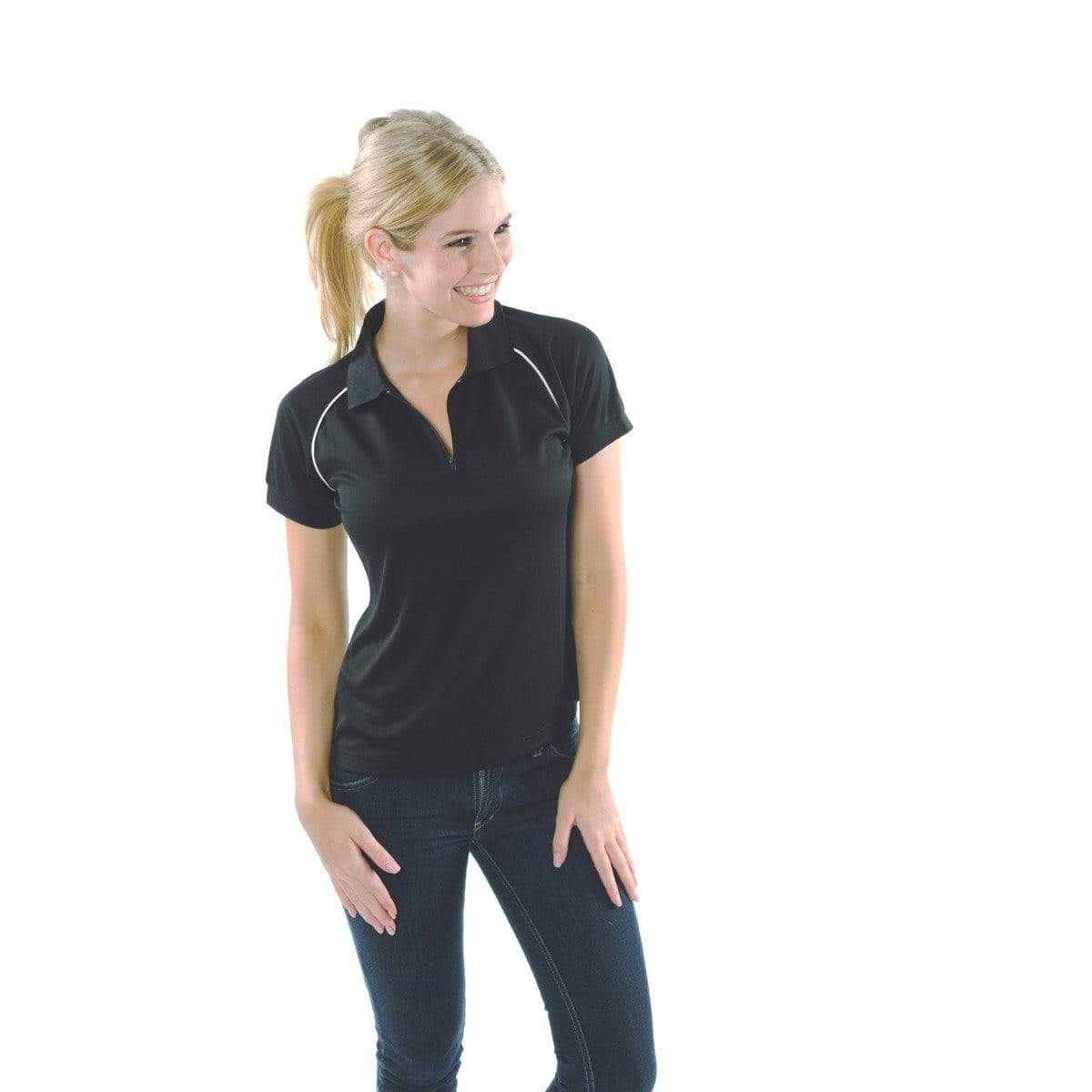 Dnc Workwear Women’s Cool-breathe Rome Polo - 5268 Casual Wear DNC Workwear Black/White 24 